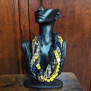 Kate Spade "Squared Away" Chunky Multi-strand  14k Gold Plated  Statement Neckla